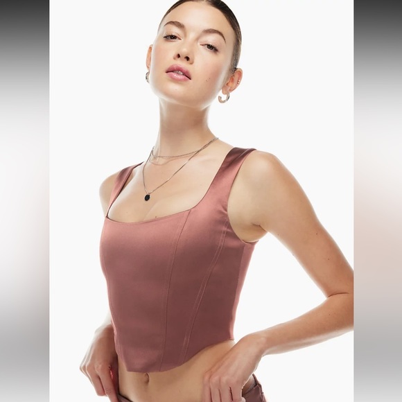 Aritzia Sunday Best Black Shiloh Satin Bustier - Picture 2 of 8